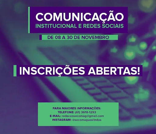 Estão abertas inscrições para os cursos de Comunicação Institucional e Redes Sociais