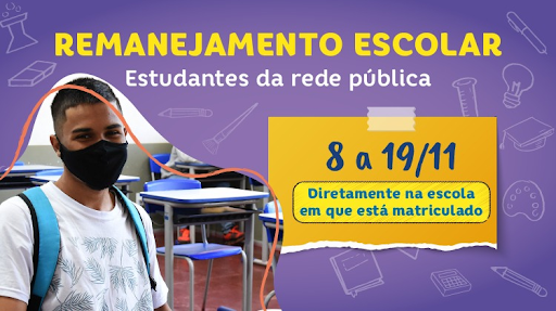 Estudantes da rede pública já podem pedir remanejamento escolar