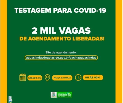 Águas Lindas GO -#MutiraoDeTestagem | 🚨Vagas Liberadas!