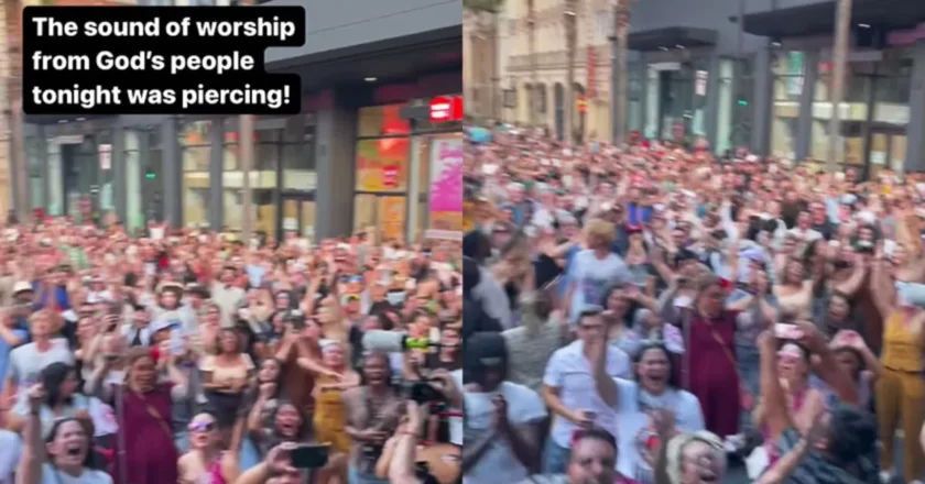 Milhares de pessoas adoram a Deus no Hollywood Boulevard